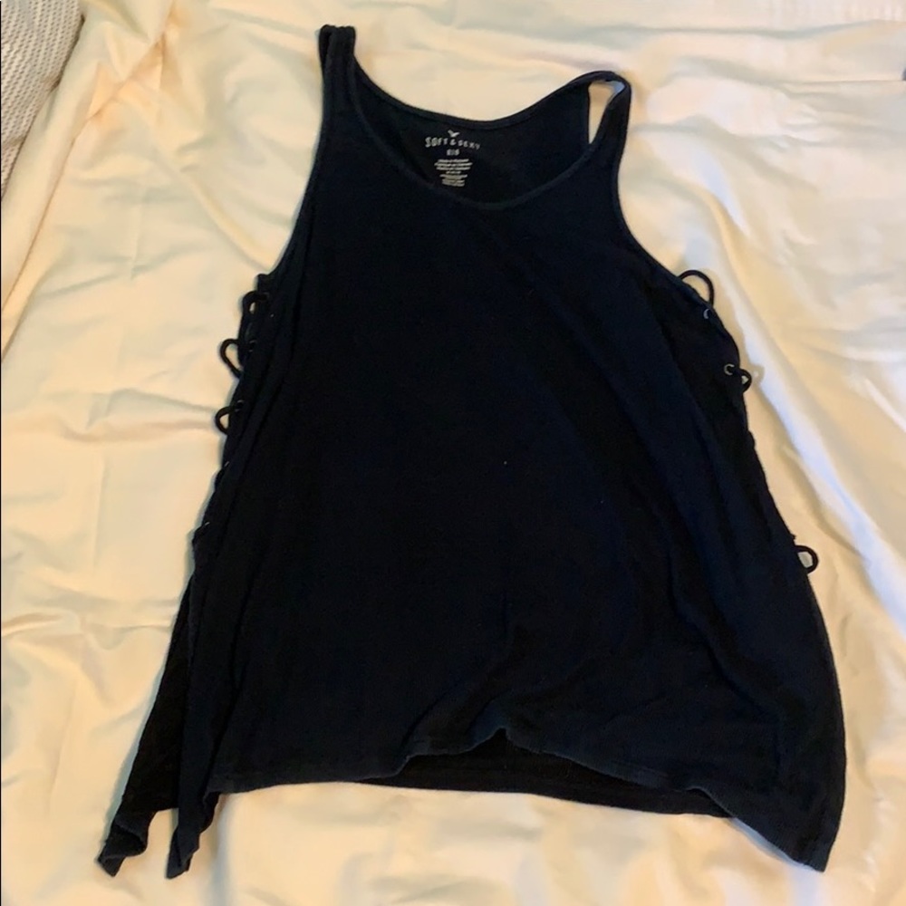 Black tank top with ties on the side